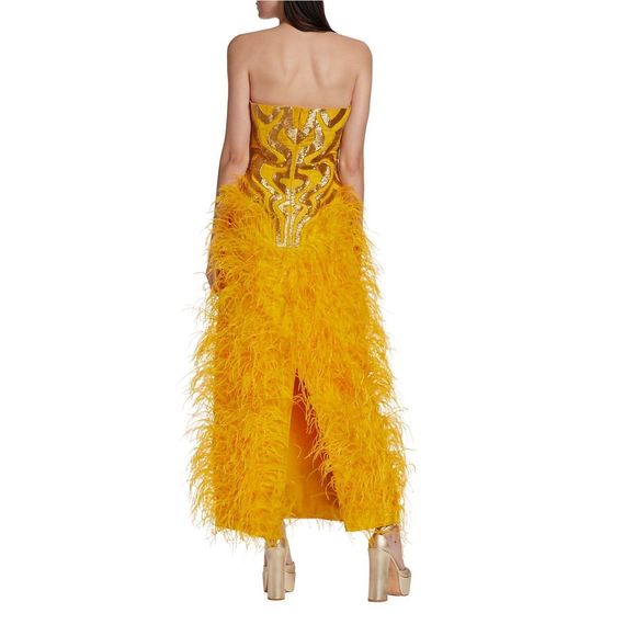Aliétte Ostrich Feather-Embellished Sleeveless Gown Size 4 $10,000 - Picture 4 of 15